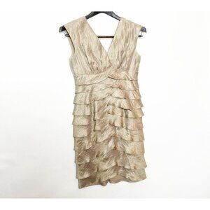 London Time Women's Champagne/ Gold Shimmer Classic  Dress Sz 8P